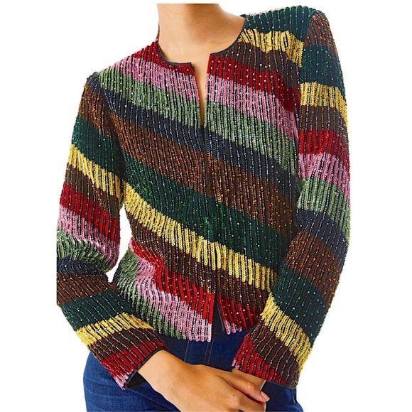 Alice + Olivia Multi with Tag Kidman Sequined Boxy Jacket Blazer - Picture 1 of 14